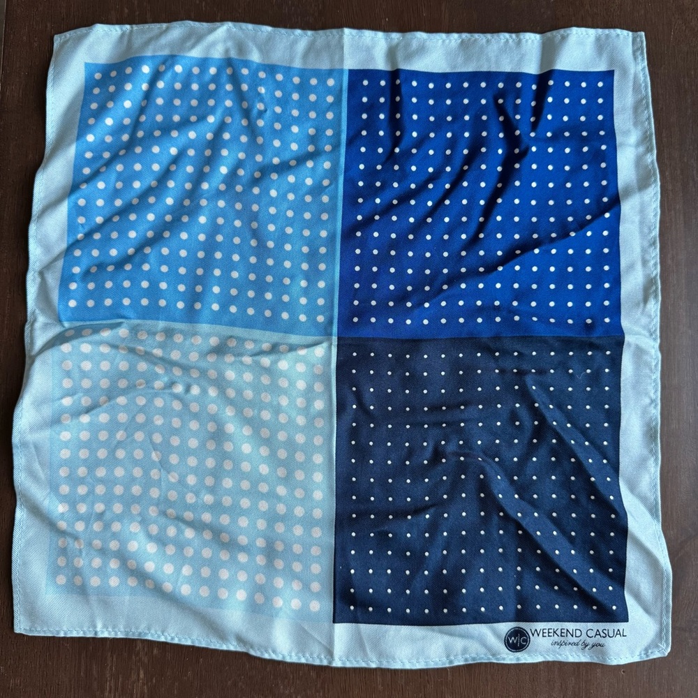 Weekend Casual 100% Silk Polka Dot Scarf – Blue Ombre – Excellent Condition